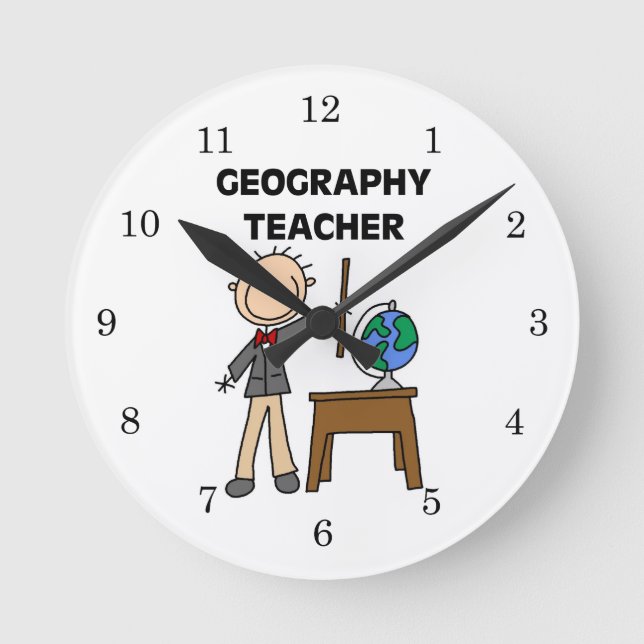 Geography Teacher Rund Klocka (Framsida)