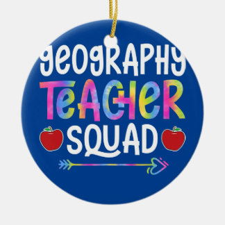 Geography Teacher Squad First Day of School Tie Julgransprydnad Keramik