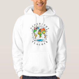 Geography Teacher text med färggrafik Globe Graphi Hoodie