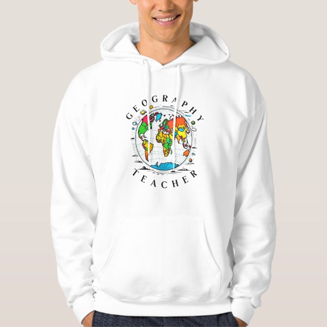 Geography Teacher text med färggrafik Globe Graphi Hoodie (Framsida)