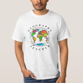 Geography Teacher text med färggrafik Globe Graphi T Shirt