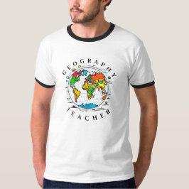 Geography Teacher text med färggrafik Globe Graphi T Shirt