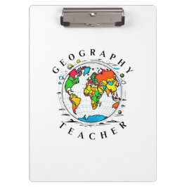 Geography Teacher with Colorful Globe Graphic