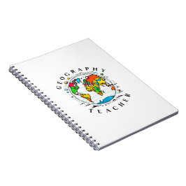 Geography Teacher with Colorful Globe Graphic Anteckningsbok