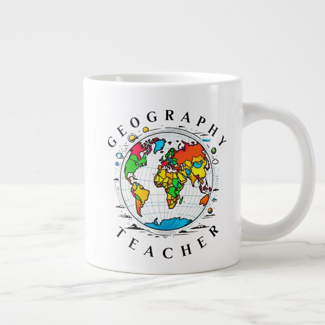 Geography Teacher with Colorful Globe Graphic Jumbo Mugg (Höger)