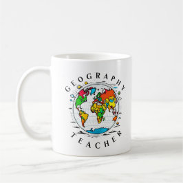 Geography Teacher with Colorful Globe Graphic Kaffemugg