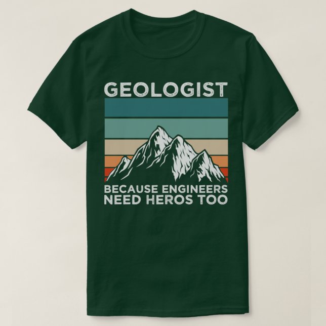 Geolog Hero för Ingenjör T Shirt (Design framsida)