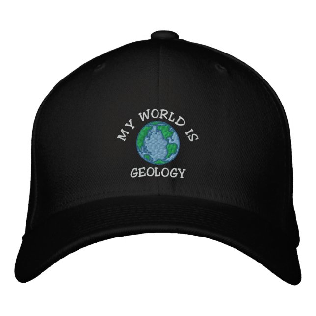 Geolog "Min värld är geologi", broderad karta Keps (Framsida)