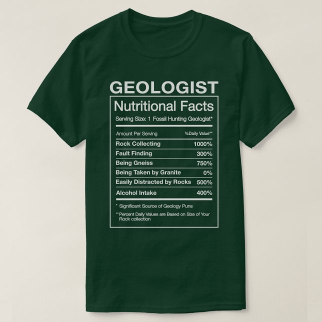 Geolog Nutrition Facts Funny Geology Gift Humor T Shirt (Design framsida)