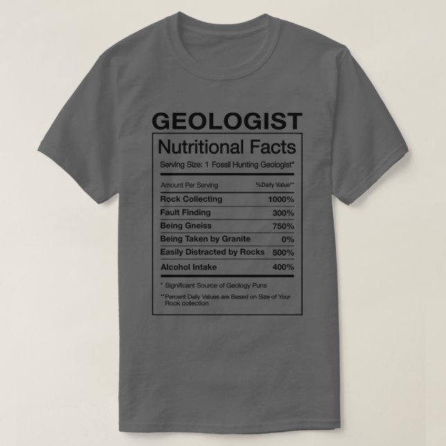 Geolog Nutrition Facts Funny Geology Gift Humor T Shirt (Design framsida)