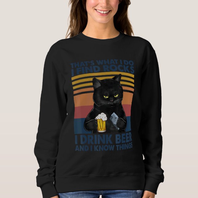 Geolog Sten Drink Beer Cat Idea T Shirt (Framsida)
