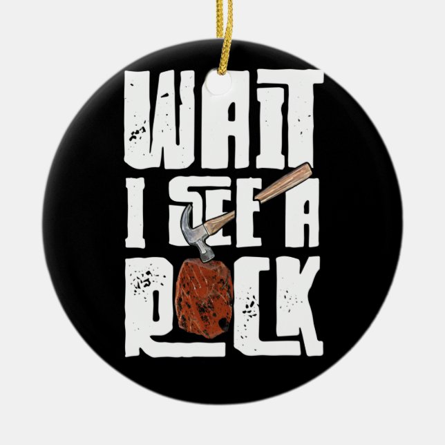 Geolog Sten Hounding Geode väntar på att se en Ste Julgransprydnad Keramik (Framsidan)