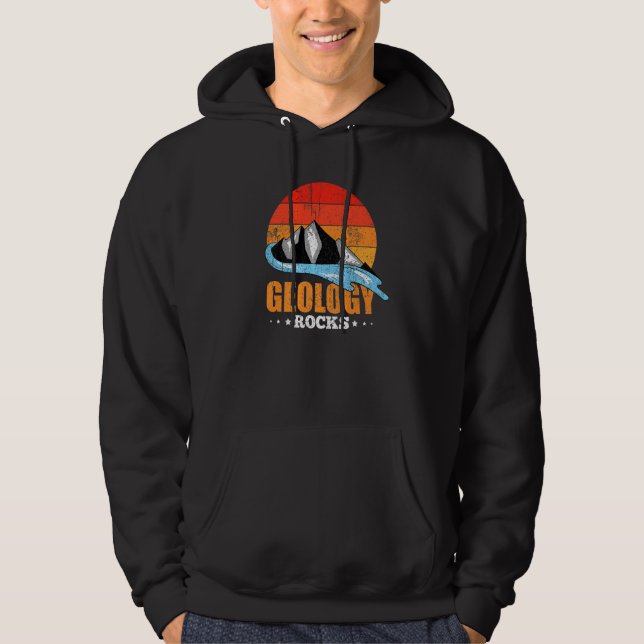 Geolog Sten som samlar in retro-geologi Hoodie (Framsida)