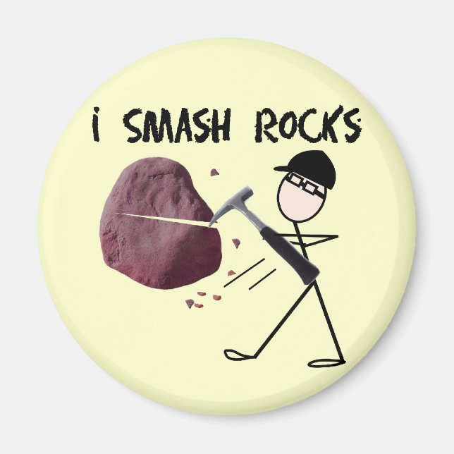 Geolog Stickman "I Smash Sten" Magnet (Framsidan)