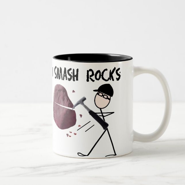 Geologen Stickman "slår jag stenar ", Två-Tonad Mugg (Höger)