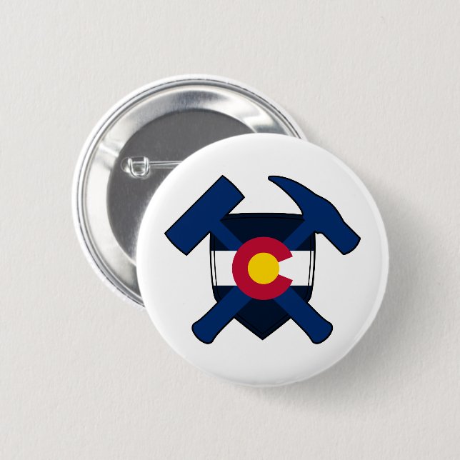 Geologens berghampsköld - Colorado Flagga Knapp (Framsida & baksida)