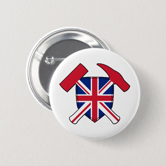 Geologens bergshammare och Union Jack-logotyp Knapp (Framsida & baksida)