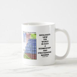 Geologer beskådar Sedimentary stratigrafiskt för Kaffemugg