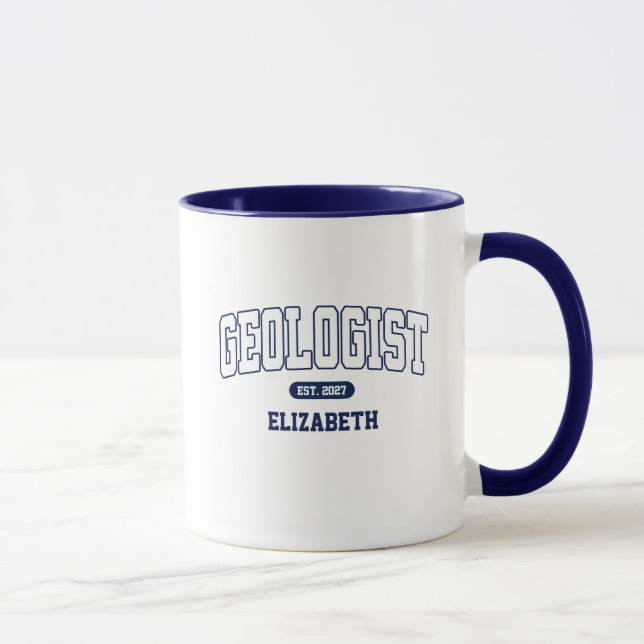 Geologexamen från högskola med namn mugg (Höger)