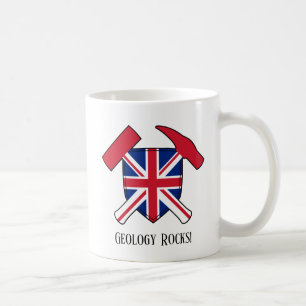 "Geologi är grymt" brittisk flagga korsad hammare- Kaffemugg