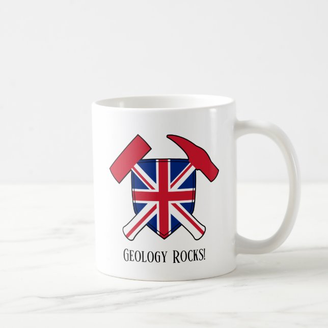 "Geologi är grymt" brittisk flagga korsad hammare- Kaffemugg (Höger)