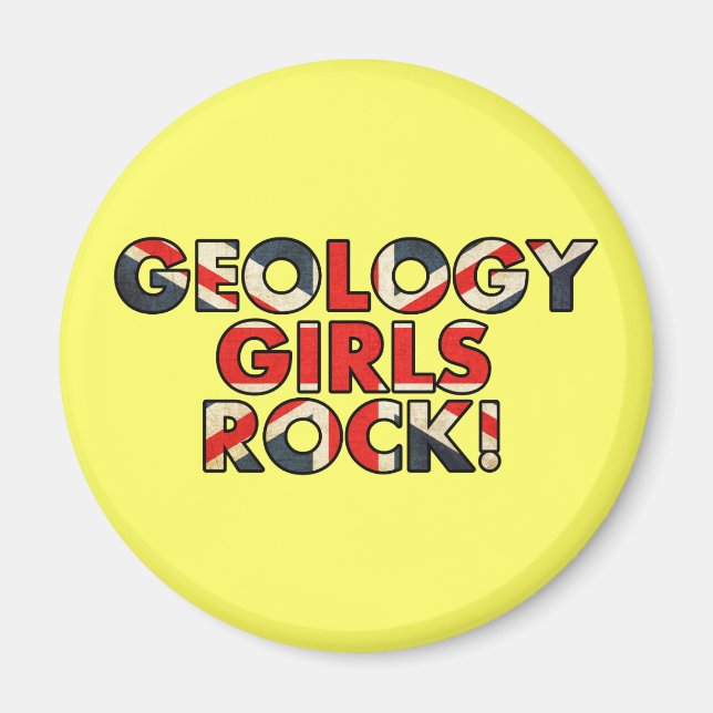 Geologi Girls Sten! (UK Flagga) Magnet (Framsidan)