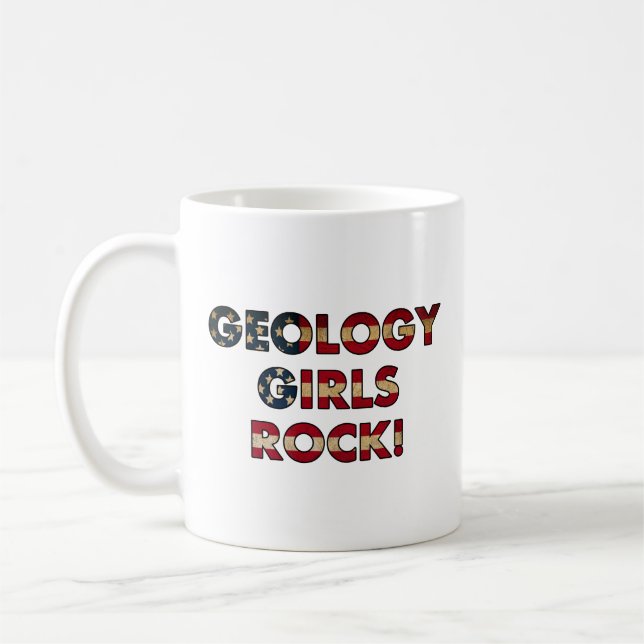 Geologi Girls Sten! USA flagga Kaffemugg (Vänster)