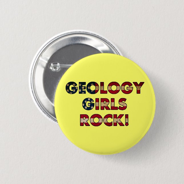 Geologi Girls Sten! USA flagga Knapp (Framsida & baksida)