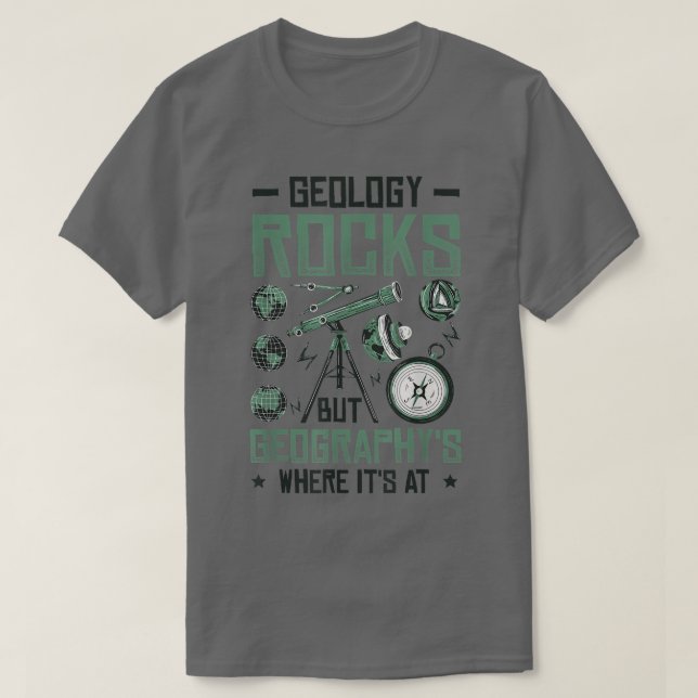 Geologi Sten men geografi är där det är roligt T Shirt (Design framsida)