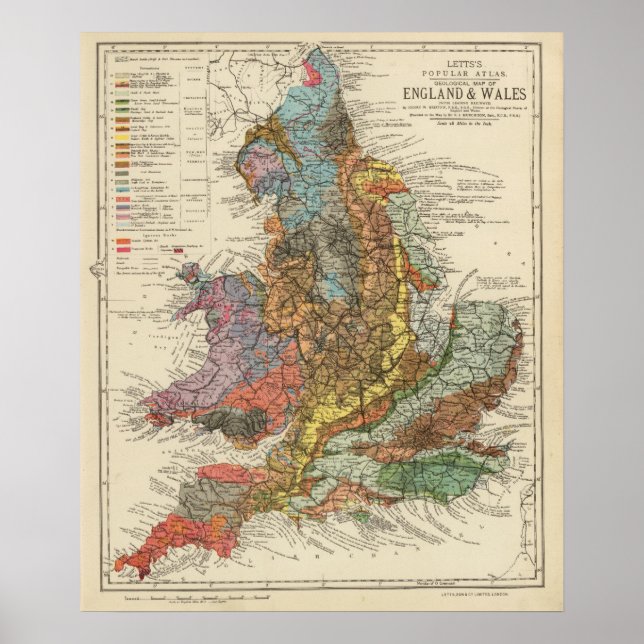 Geological karta England, Wales Poster (Framsidan)