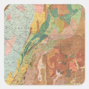 Geological Karta i New Hampshire Fyrkantigt Klistermärke