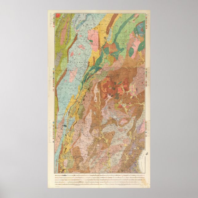 Geological Karta i New Hampshire Poster (Framsidan)
