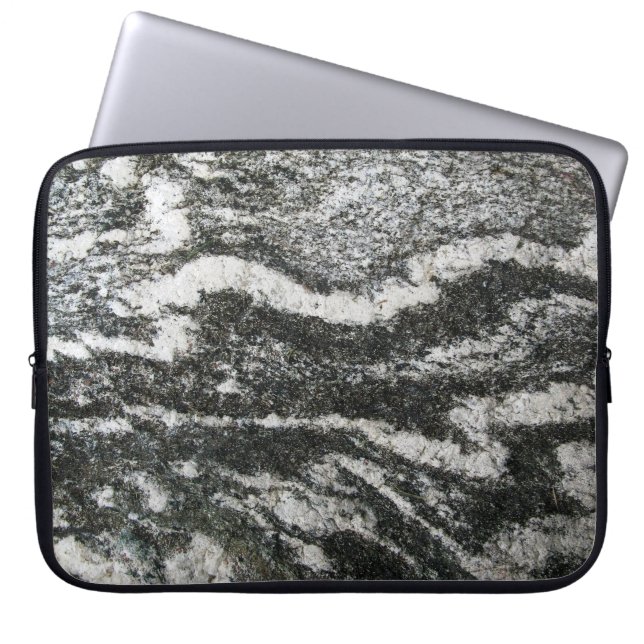Geologigrå färgsten med horisontalkattmönster laptop sleeve (Framsidan)