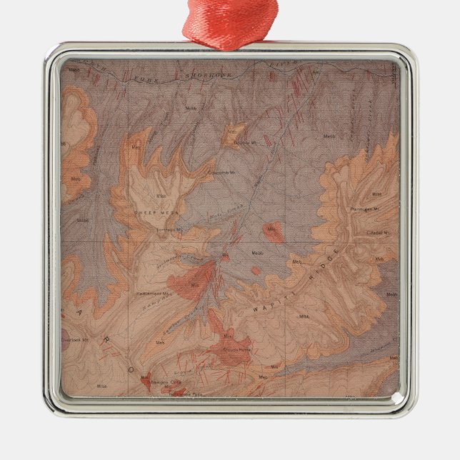 Geologikarta, Yellowstone medborgaredel, Wyoming 2 Julgransprydnad Metall (Framsidan)