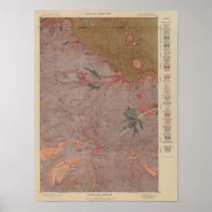 Geologikarta, Yellowstone medborgaredel, Wyoming 3 Poster