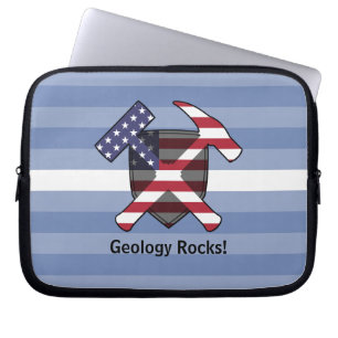 Geologins Sten Hammer-Logotyp med amerikanska Flag Laptop Fodral