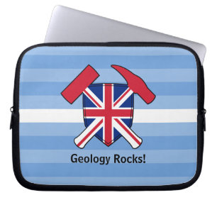 Geologins Sten Hammer-Logotyp med unionens Flagga Laptop Fodral