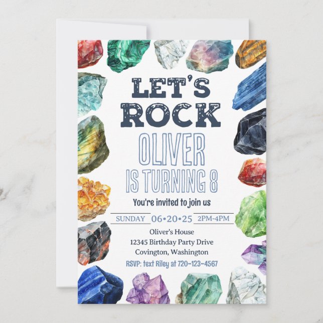 Geologisk födelsedagsinbjudan, inbjudan till gruvd (Framsida)