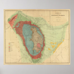 Geologisk karta av Blacket Hills av Dakota Poster