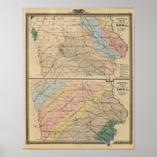 Geologisk karta av det statligt av Iowa Poster