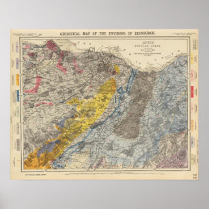 Geologisk karta av Edinburgh Poster
