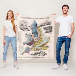 Geologisk karta av England Fleecefilt