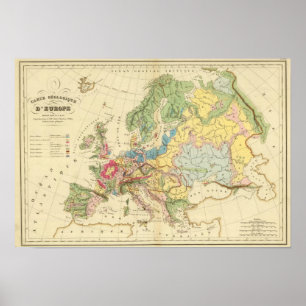 Geologisk karta av Europa Poster