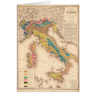 Geologisk karta av italien av H. de Collegno Hälsningskort