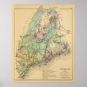Geologisk karta av Maine Poster