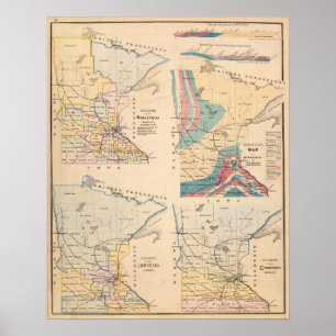 Geologisk karta av Minnesota vid NH Winchell Poster