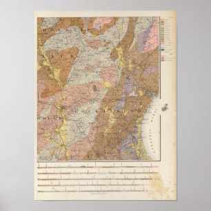 Geologisk karta av New Hampshire 4 Poster