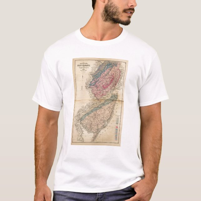 Geologisk karta av nytt - jersey tee shirt (Framsida)