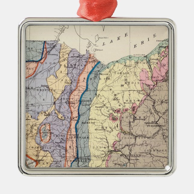 Geologisk karta av Ohio Julgransprydnad Metall (Framsidan)