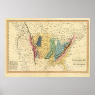Geologisk karta av United States Poster